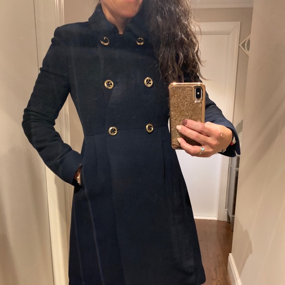 🔥J.Crew Double Cloth Double Breasted Navy Coat😍 - Picture 2 of 8